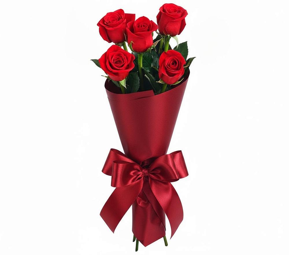 Букет 5 Красных роз Эдлесс Лав в Анискино