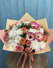 Букет цветов из:  Розы, Герберы и Хризантемы в Анискино