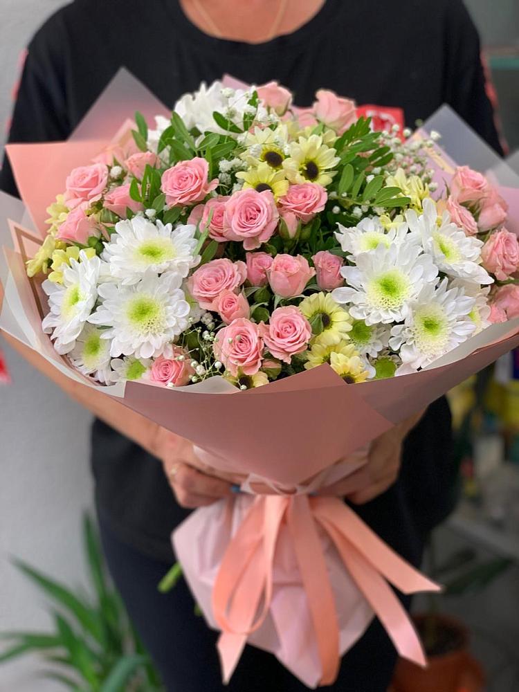 Букет цветов из: Розы и Хризантемы в Анискино