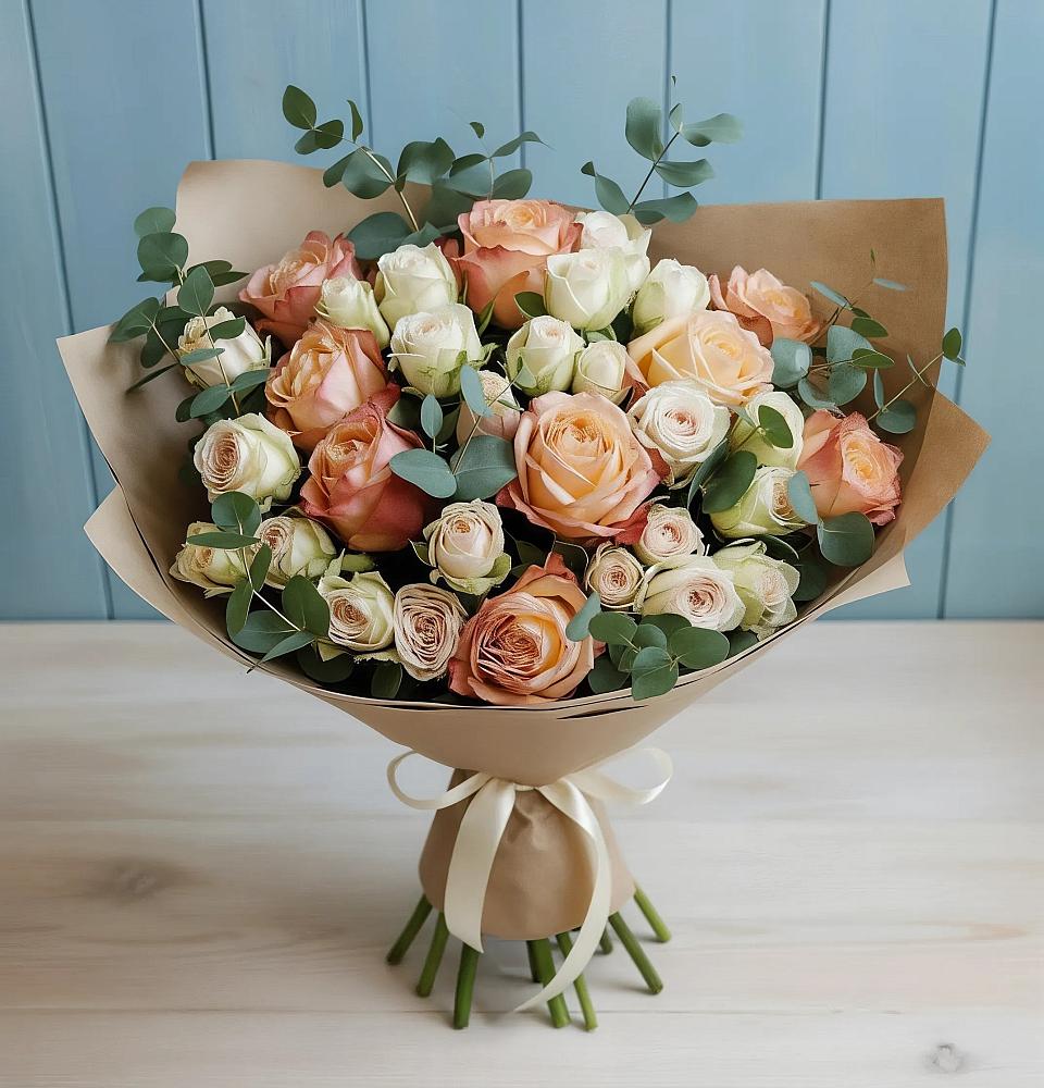 Букет цветов из: Альстромерии и Розы в Анискино