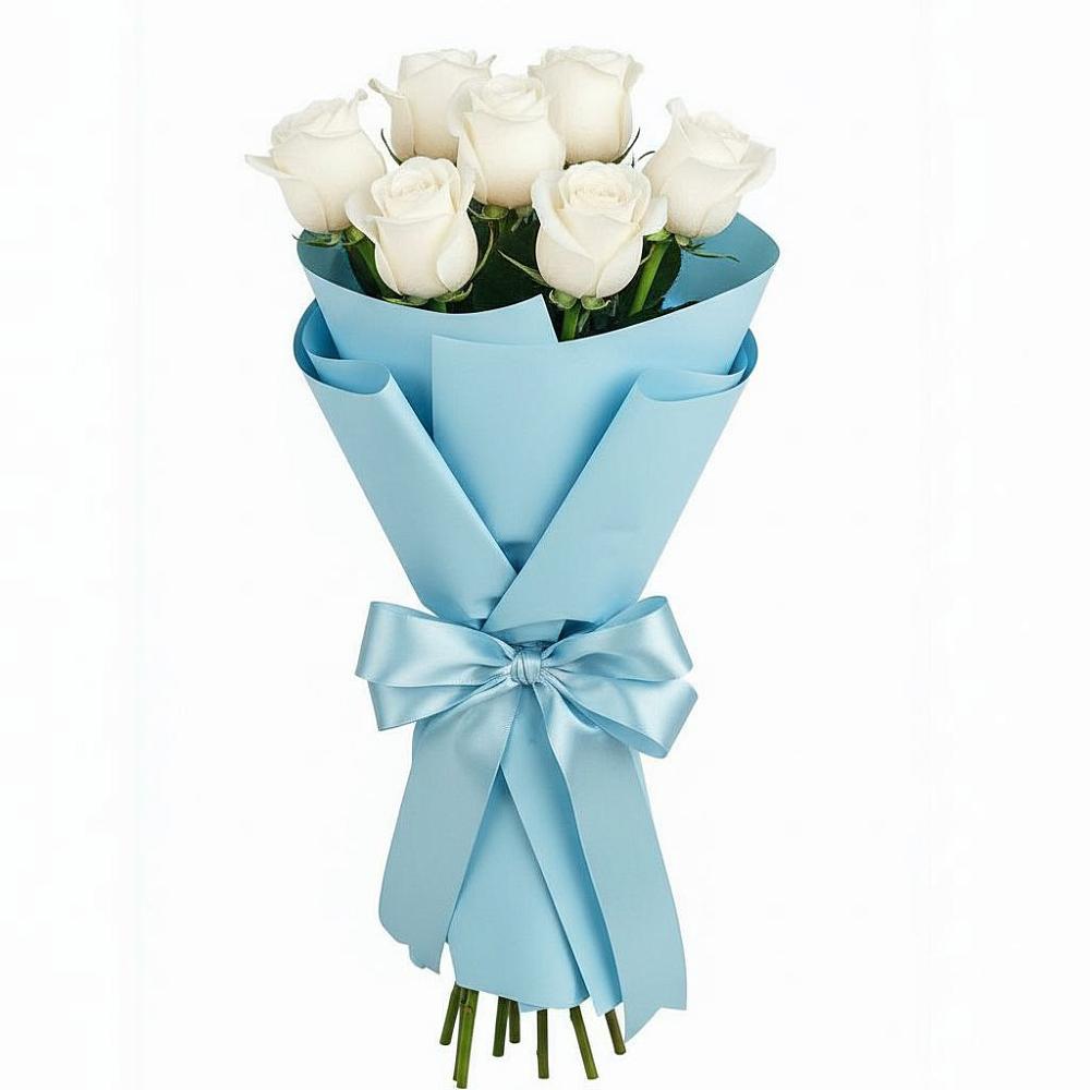 Букет 7 белых роз Проуд в Анискино