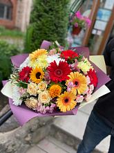 Букет цветов из:  Герберы, Ромашки, Хризантемы, Розы и Подсолнухи #REPLACE_PRED# Анискино