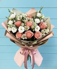 Букет цветов из:  Розы, Альстромерии и Лизиантусы в Анискино