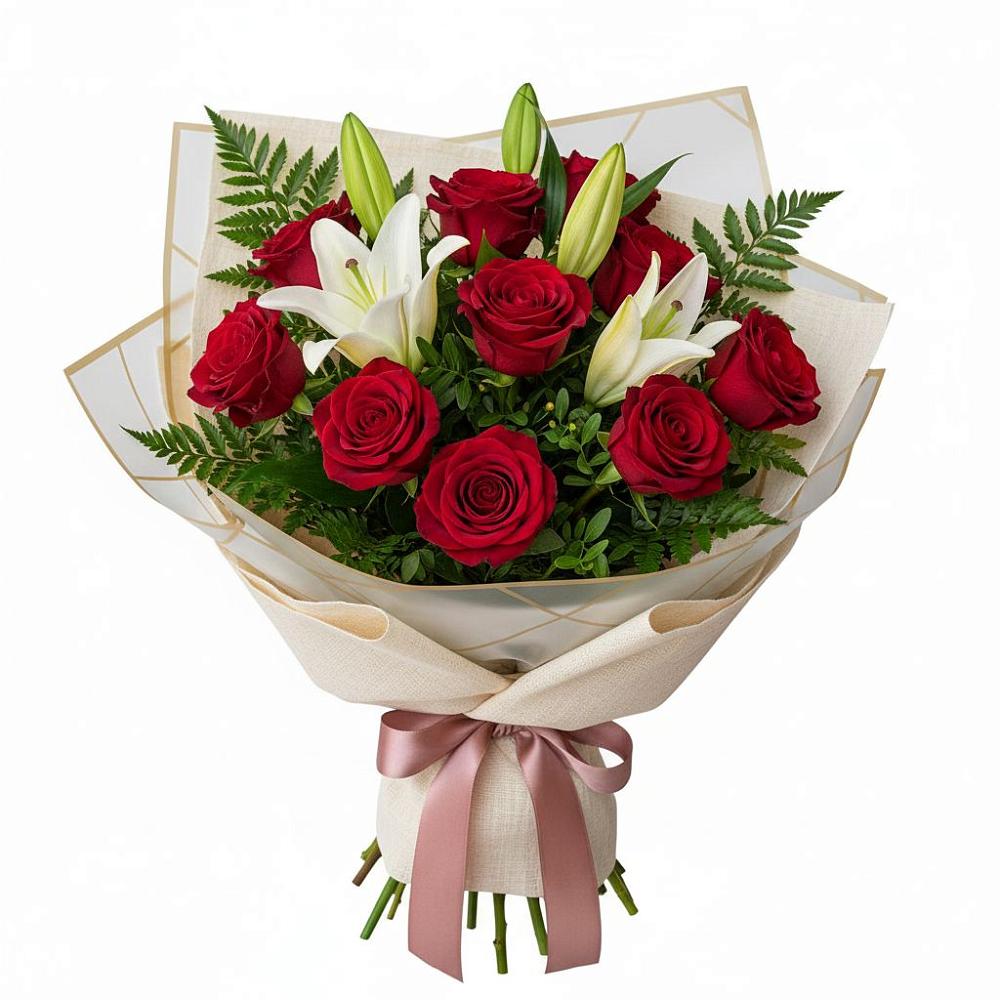 Букет цветов из: Лилии и Розы в Анискино