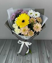 Букет цветов из:  Розы, Герберы и Хризантемы #REPLACE_PRED# Анискино