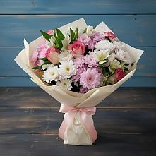 Букет цветов из:  Хризантемы, Альстромерии и Розы #REPLACE_PRED# Анискино