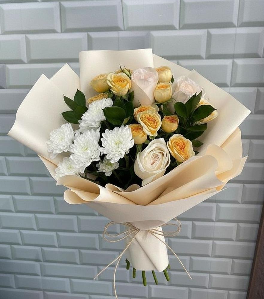 Букет цветов из: Розы и Хризантемы в Анискино