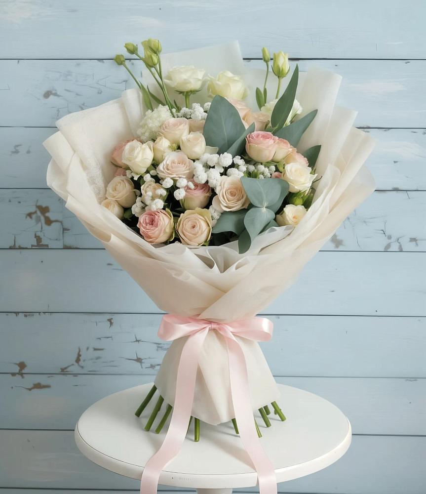 Букет цветов из: Розы и Лизиантусы в Анискино