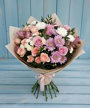 Букет цветов из:  Хризантемы, Розы и Альстромерии в Анискино