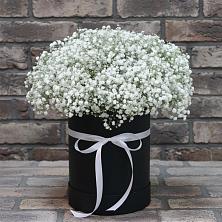 Цветочная композиция из Гипсофила в шляпной коробке в Анискино